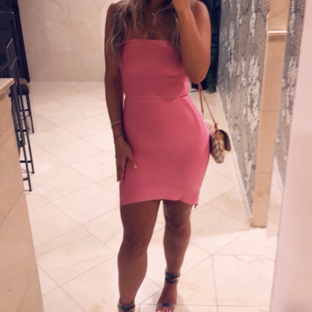 Mistress Rocks Pink Bandage Dress - Picture 3 of 3